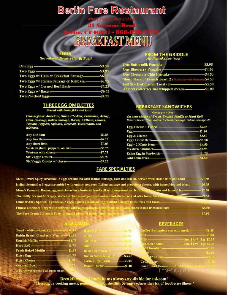 Berlin Fare - Berlin, CT menu_pic