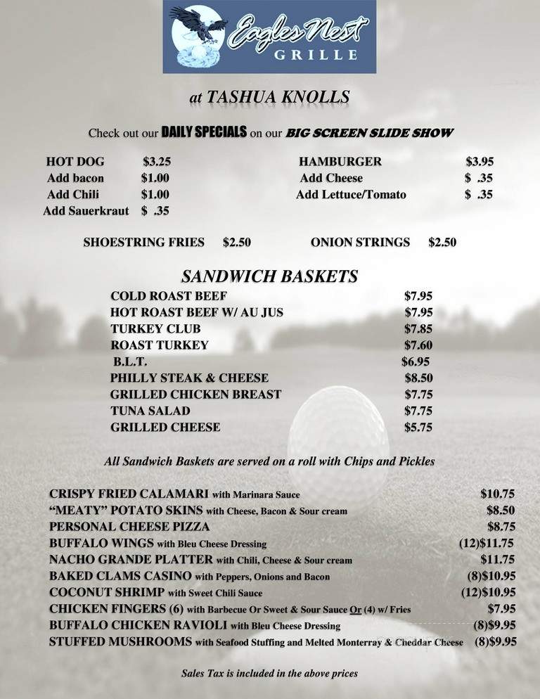 Tashua Knolls Restaurant - Trumbull, CT menu_pic