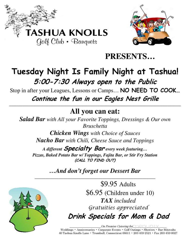 Tashua Knolls Restaurant - Trumbull, CT menu_pic