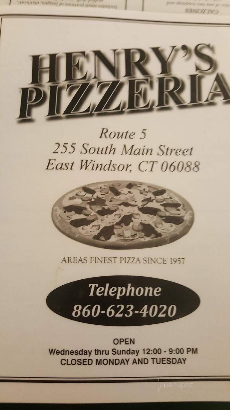 Henry's Pizzeria - East Windsor, CT menu_pic
