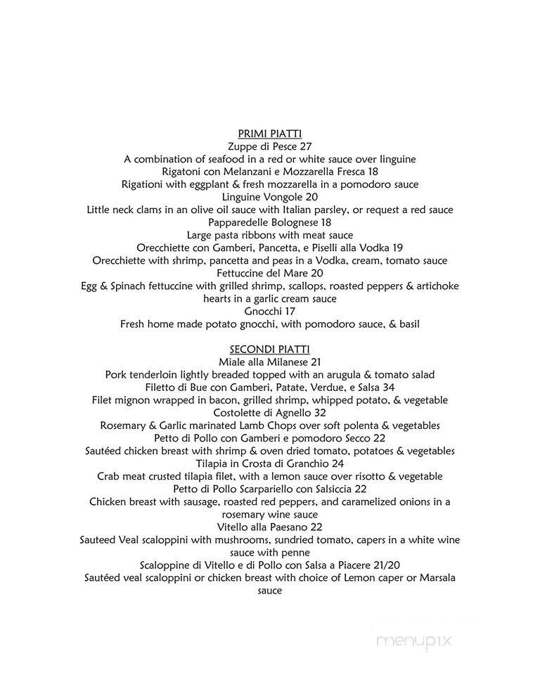 Bella Sera Ristorante - Fairfield, CT menu_pic