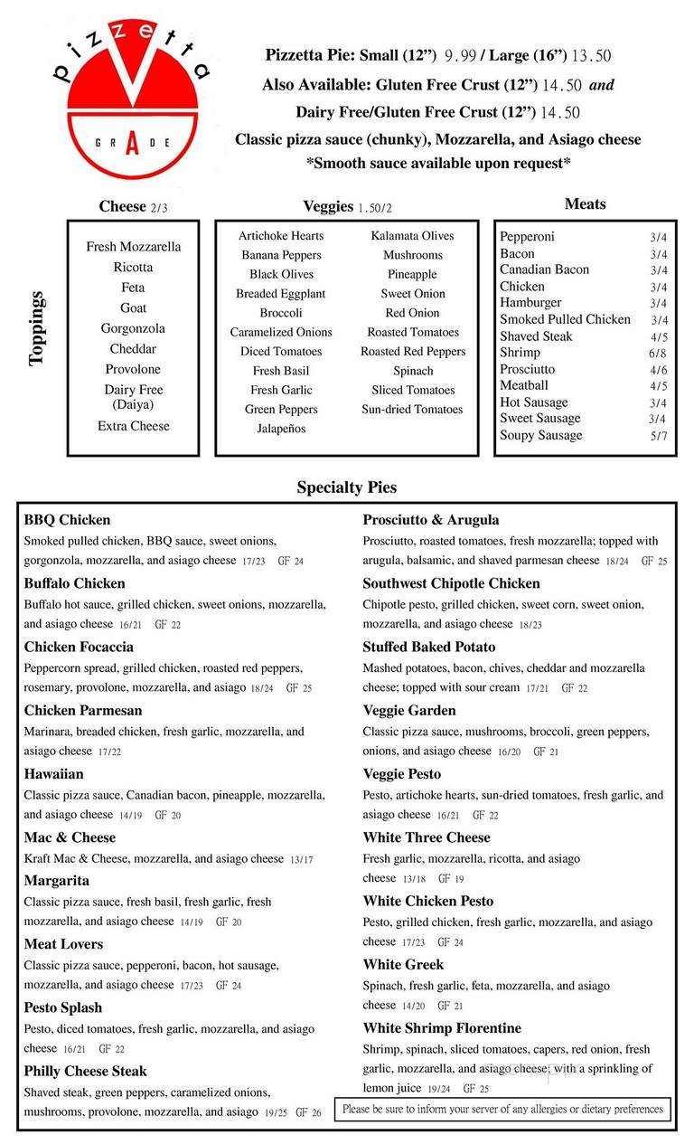 Pizzetta - Groton, CT menu_pic