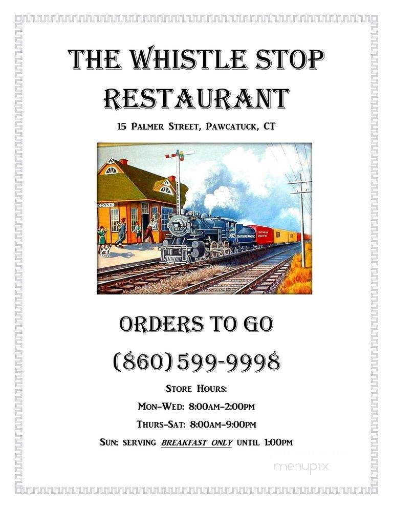 Whistle Stop Pizza Restaurant - Pawcatuck, CT menu_pic