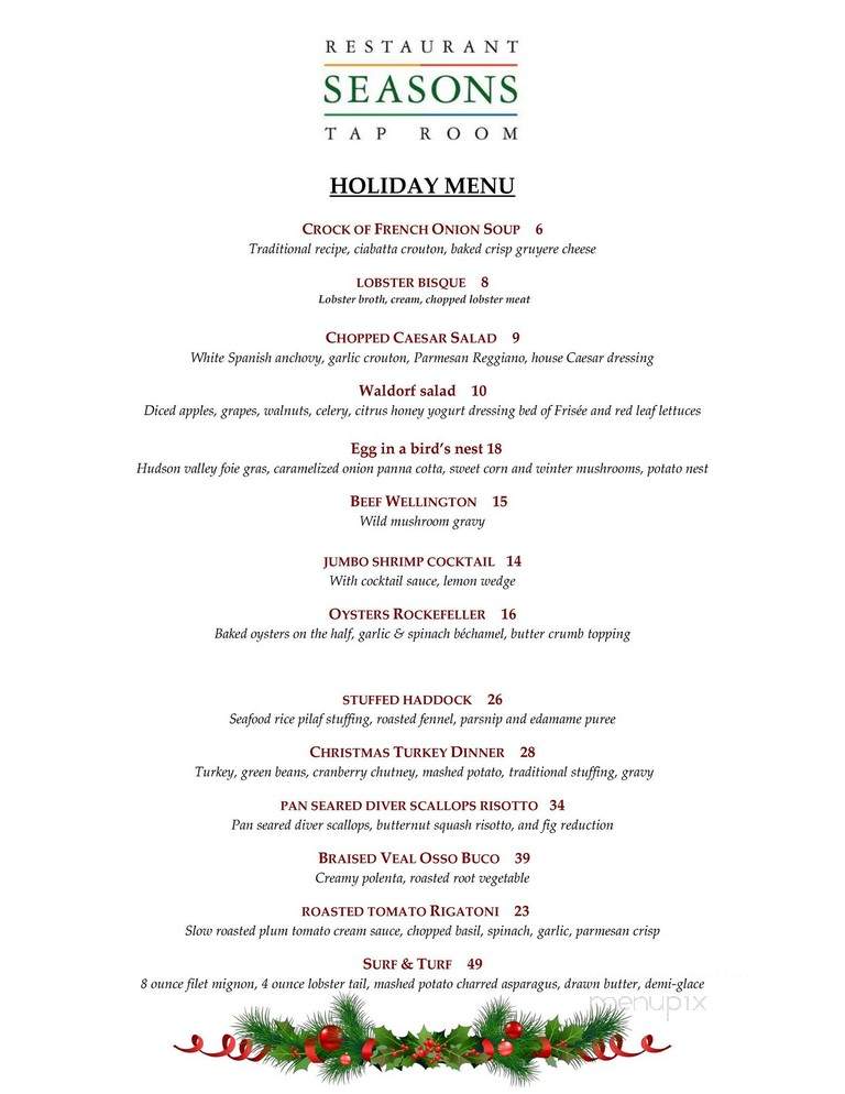 Avon Old Farms Hotel - Avon, CT menu_pic