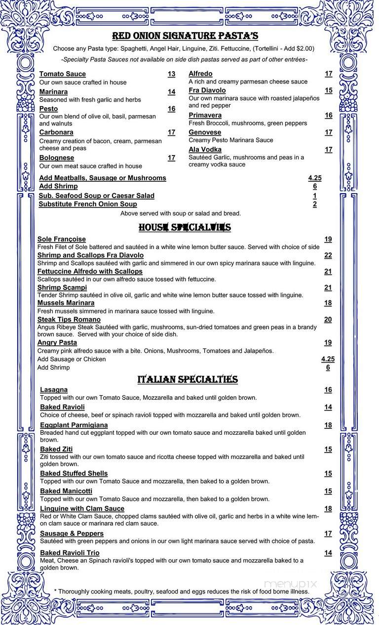 Red Onion Pizza & Restaurant - South Windsor, CT menu_pic