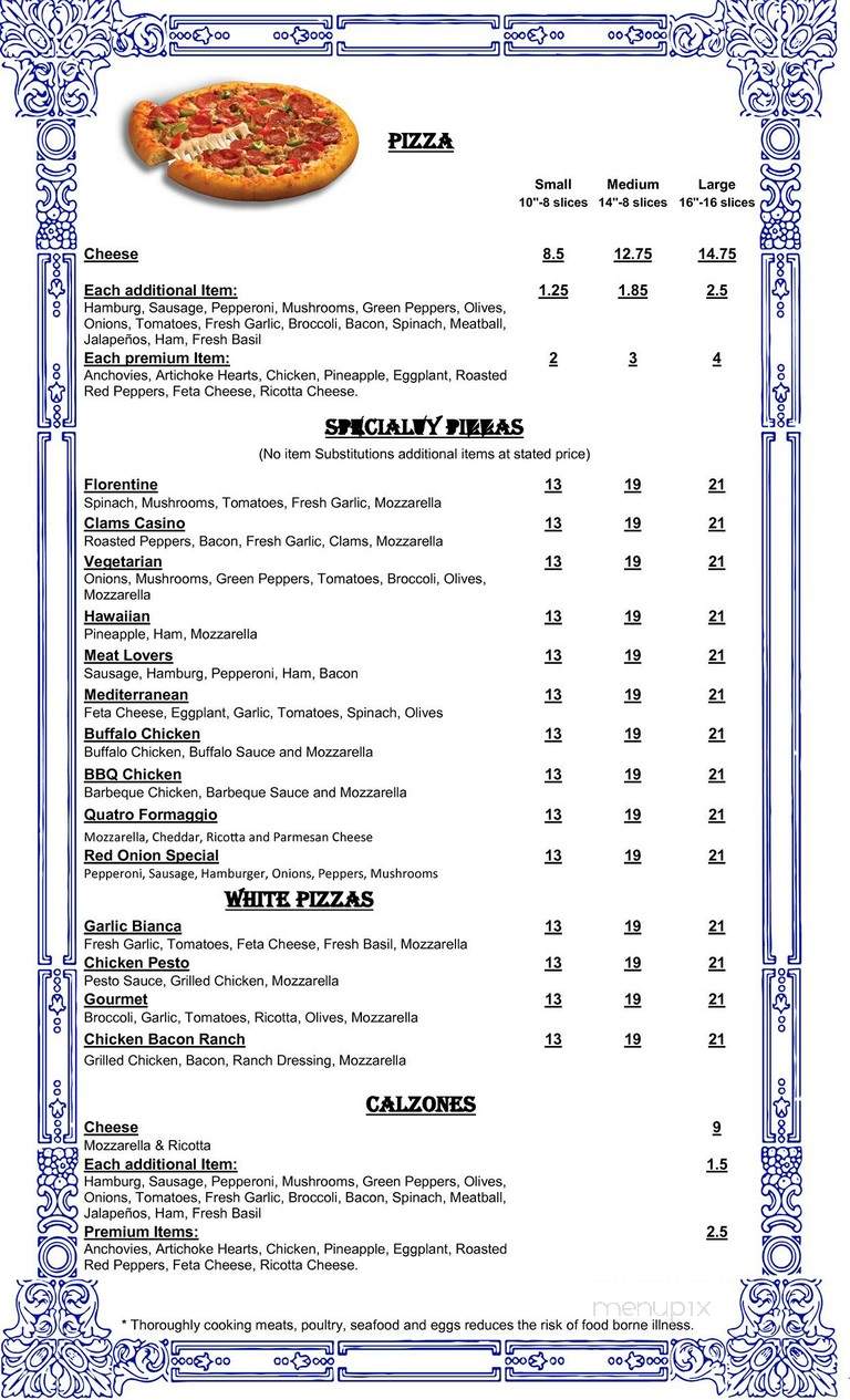 Red Onion Pizza & Restaurant - South Windsor, CT menu_pic