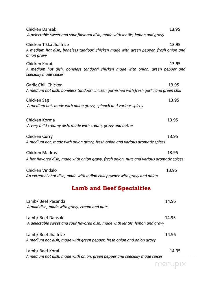The Clay Oven - Acton, ON menu_pic