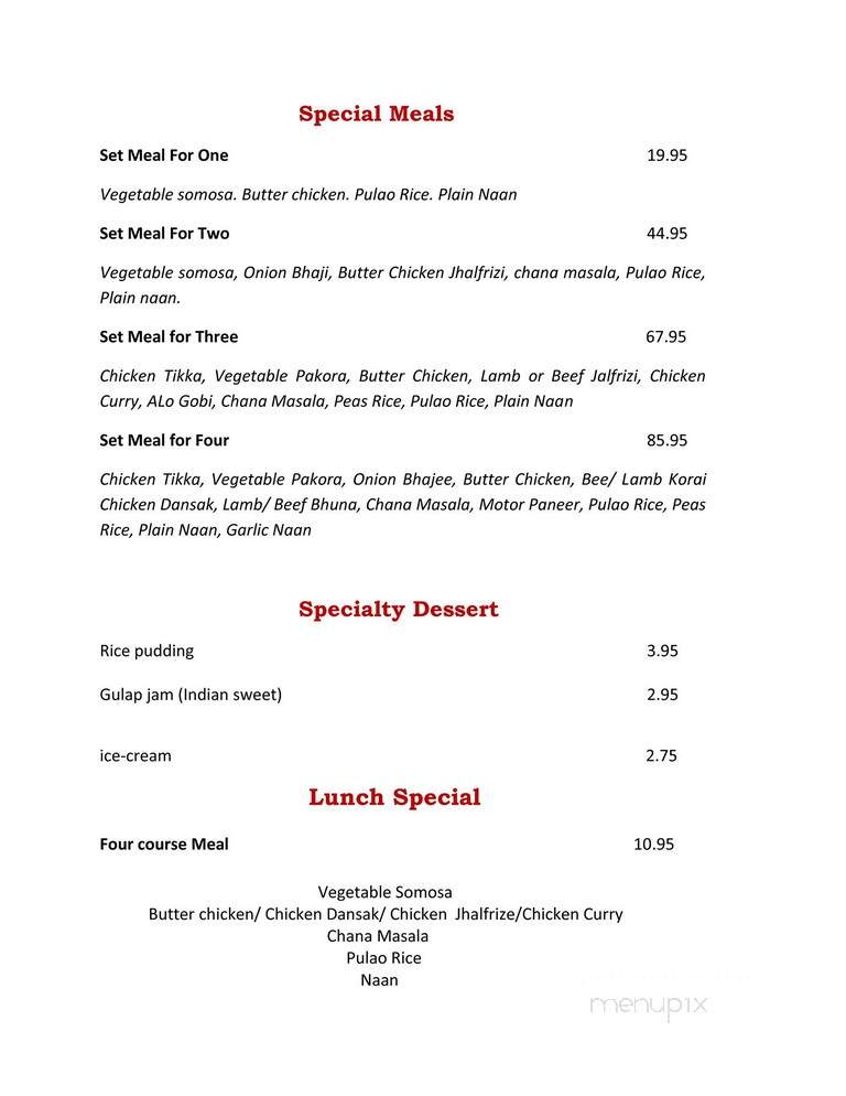 The Clay Oven - Acton, ON menu_pic