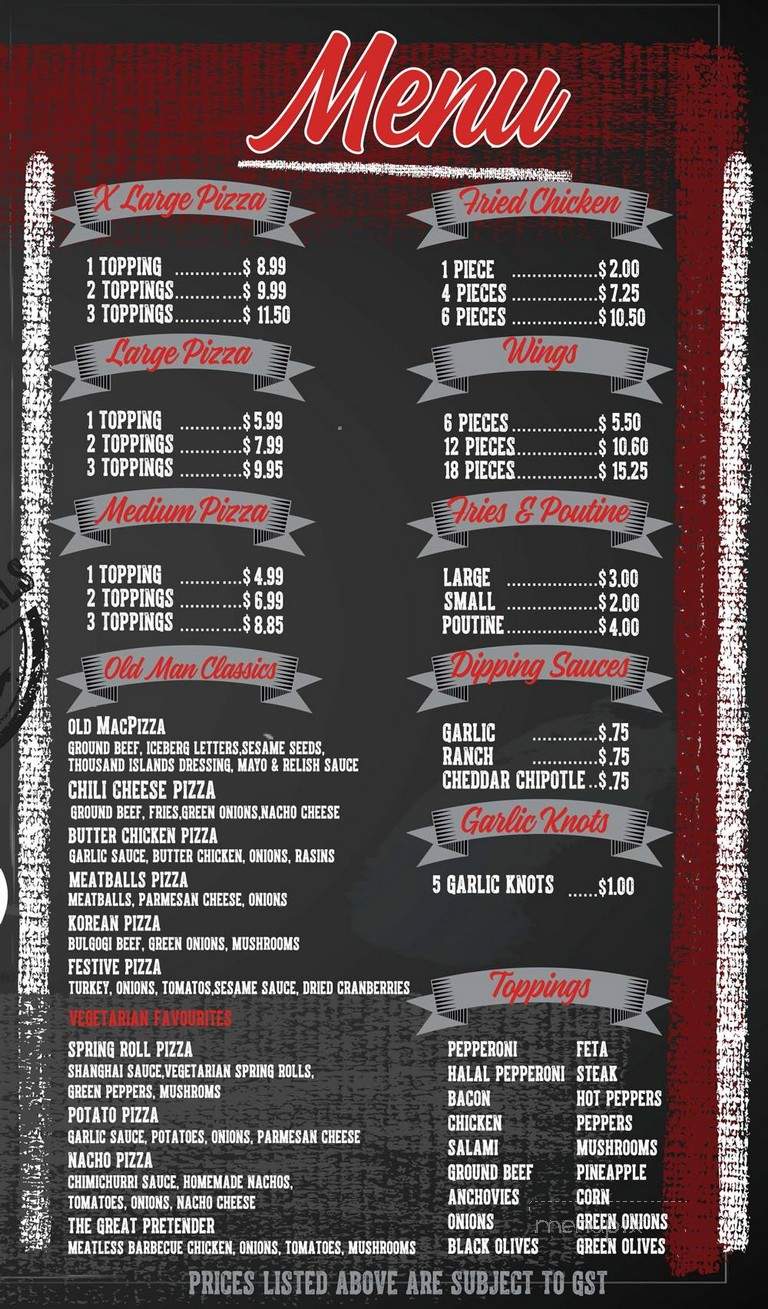 Old Man Pizza - Toronto, ON menu_pic