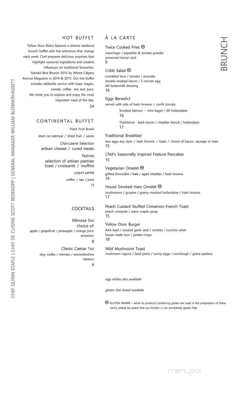 Yellow Door Bistro - Calgary, AB menu_pic