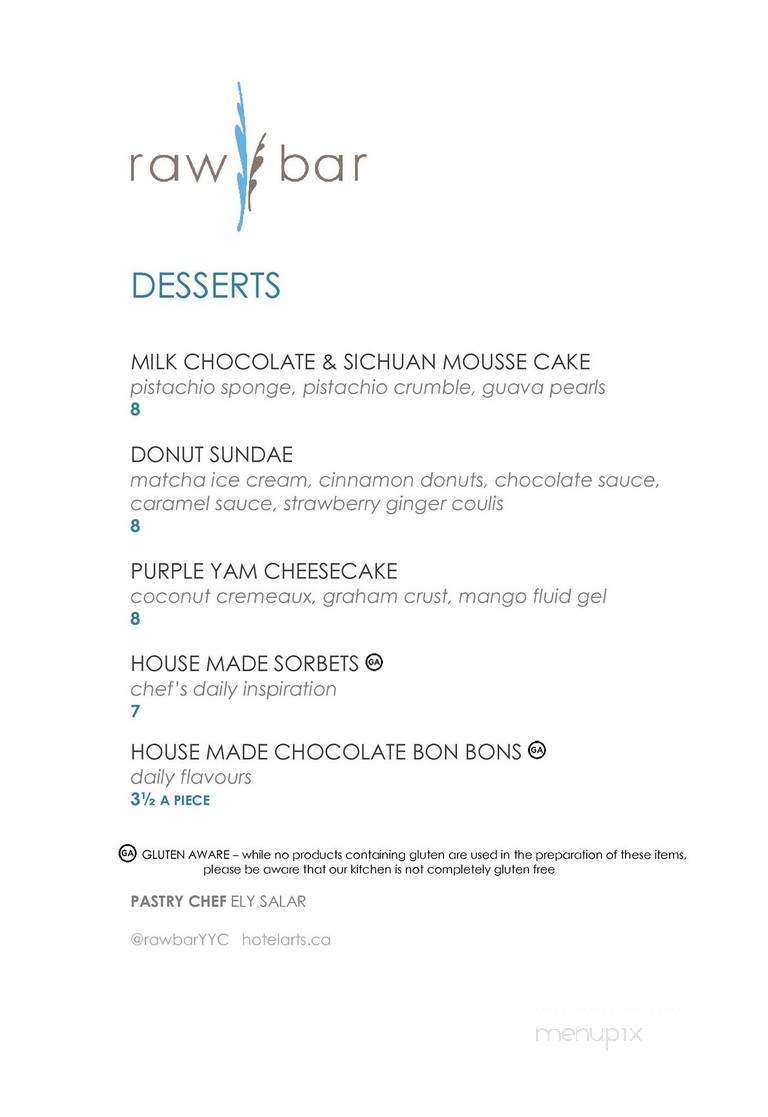 Raw Bar - Calgary, AB menu_pic