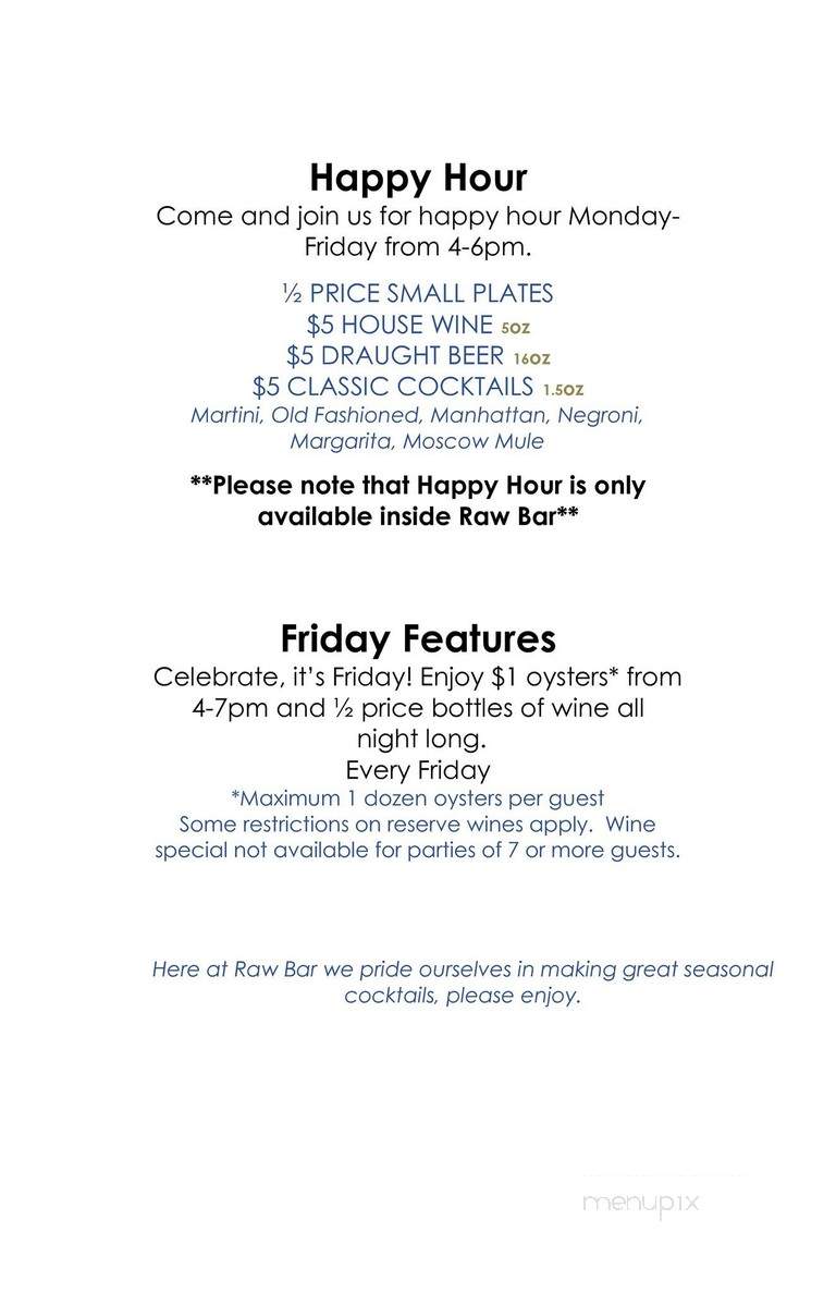 Raw Bar - Calgary, AB menu_pic