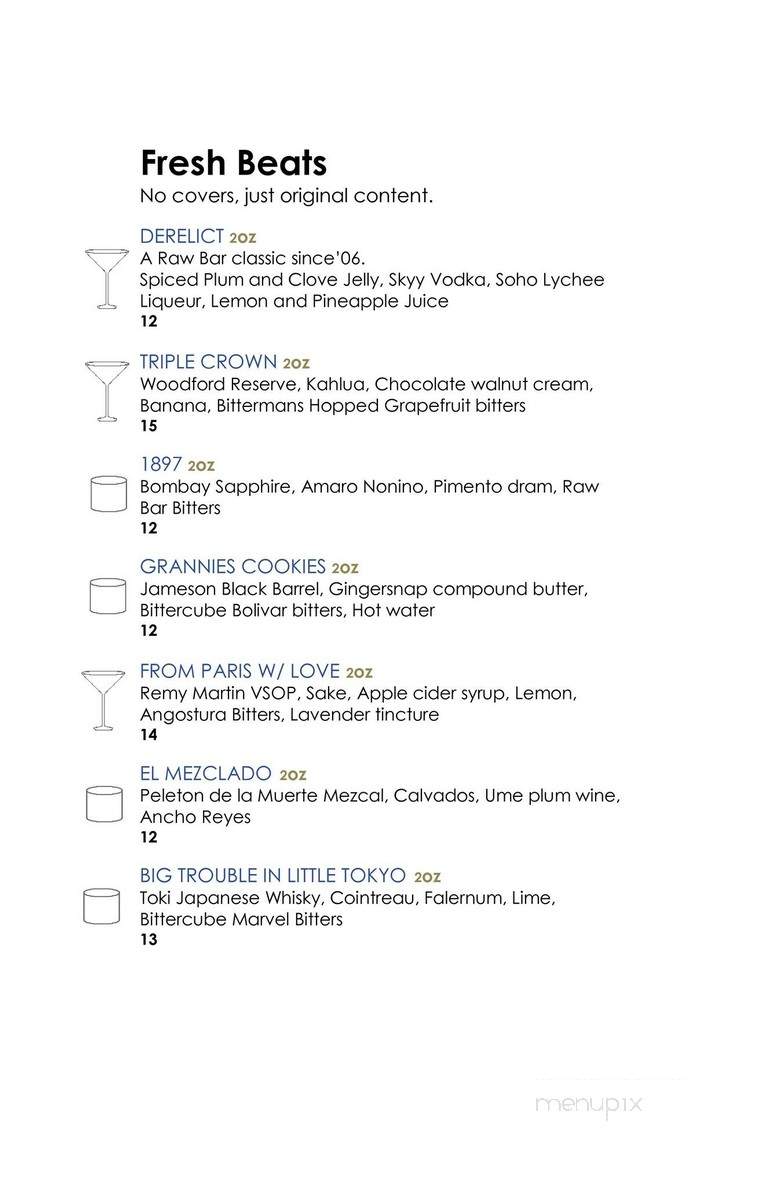 Raw Bar - Calgary, AB menu_pic