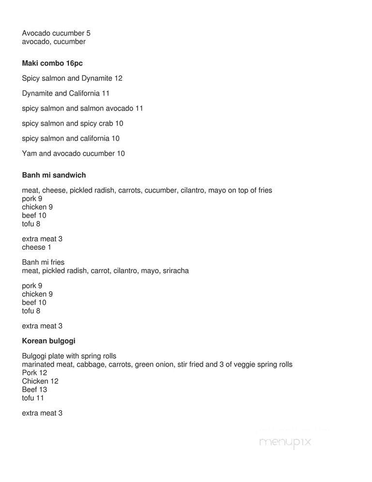 Banh Mi Express - London, ON menu_pic