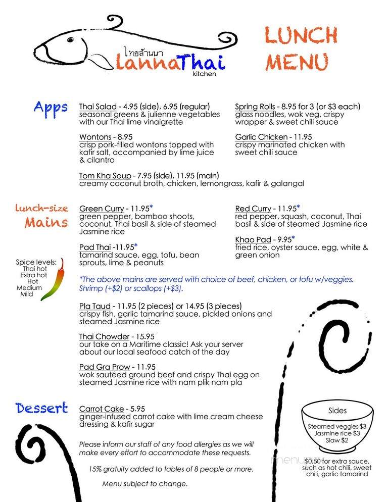 LannaThai Kitchen - Bridgewater, NS menu_pic