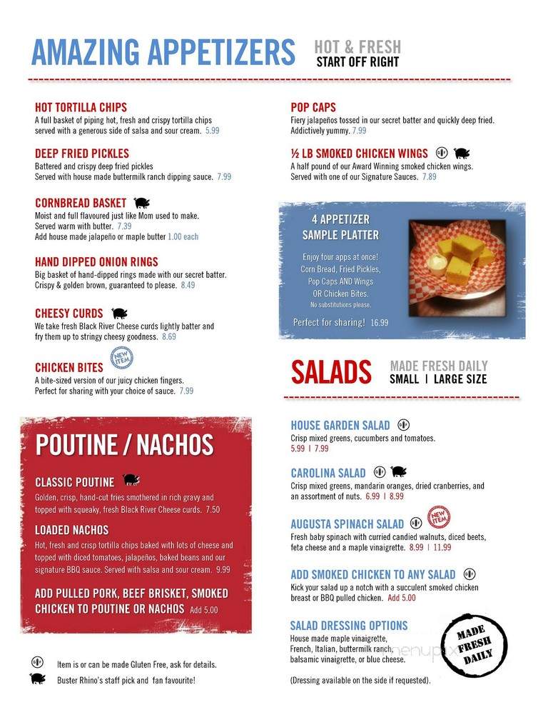 Buster Rhino's Southern BBQ - Oshawa, ON menu_pic