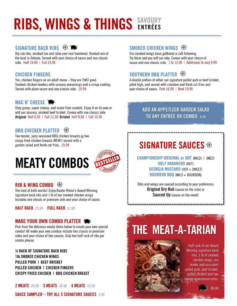 Buster Rhino's Southern BBQ - Oshawa, ON menu_pic