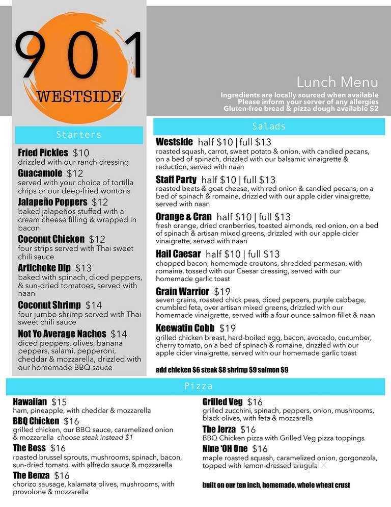 901 Westside - Kenora, ON menu_pic