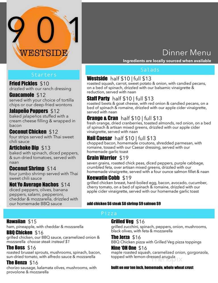 901 Westside - Kenora, ON menu_pic
