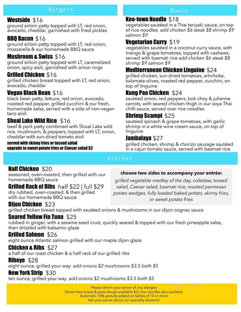 901 Westside - Kenora, ON menu_pic