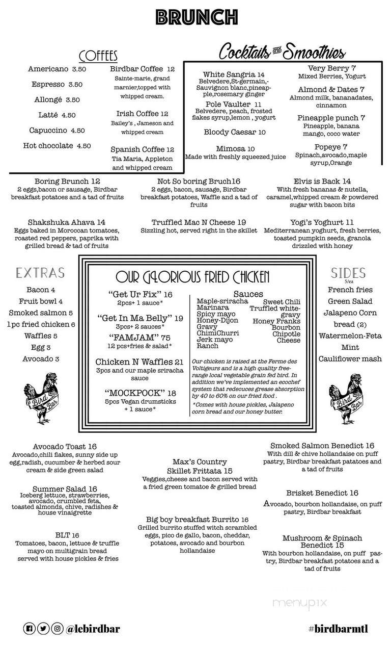 Bird Bar - Montreal, QC menu_pic