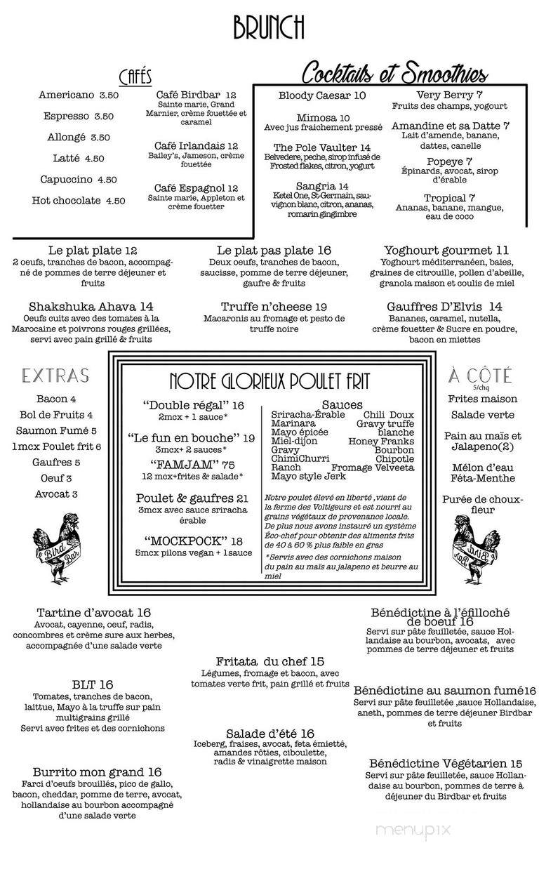 Bird Bar - Montreal, QC menu_pic
