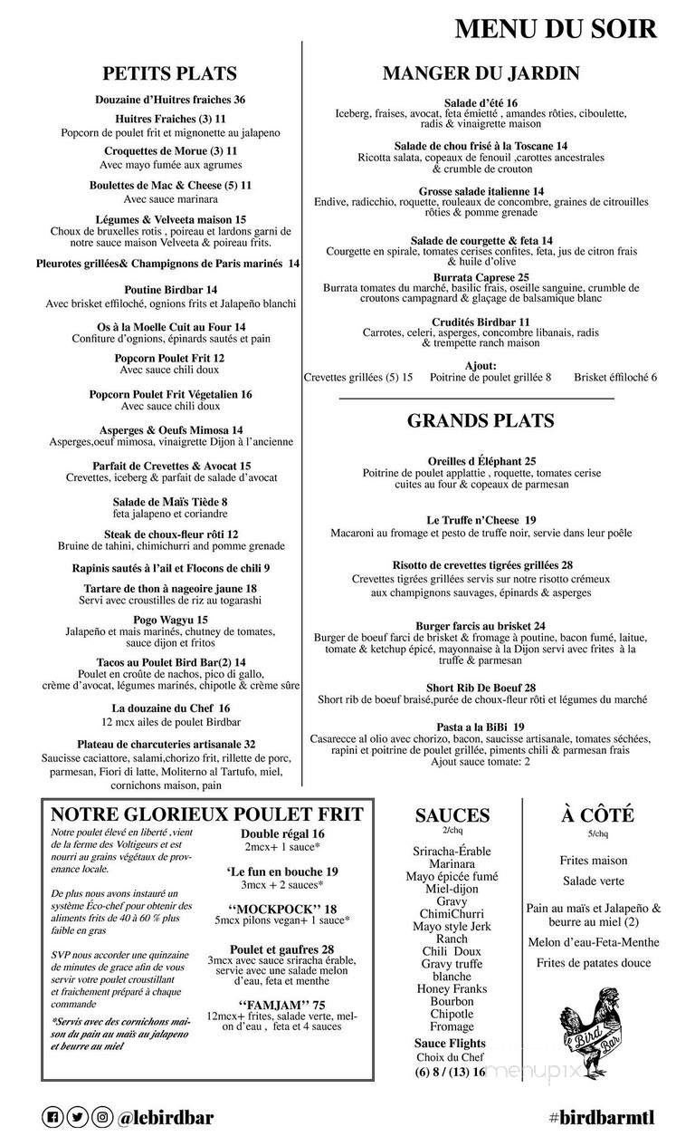 Bird Bar - Montreal, QC menu_pic