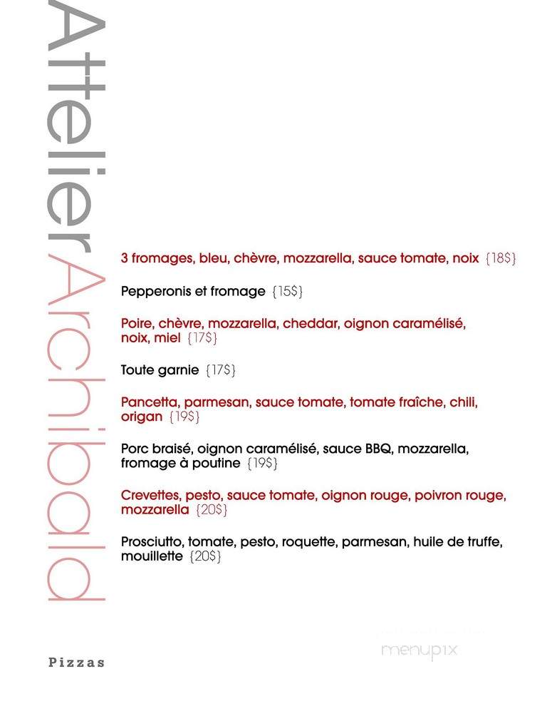 Attelier Archibald - Granby, QC menu_pic