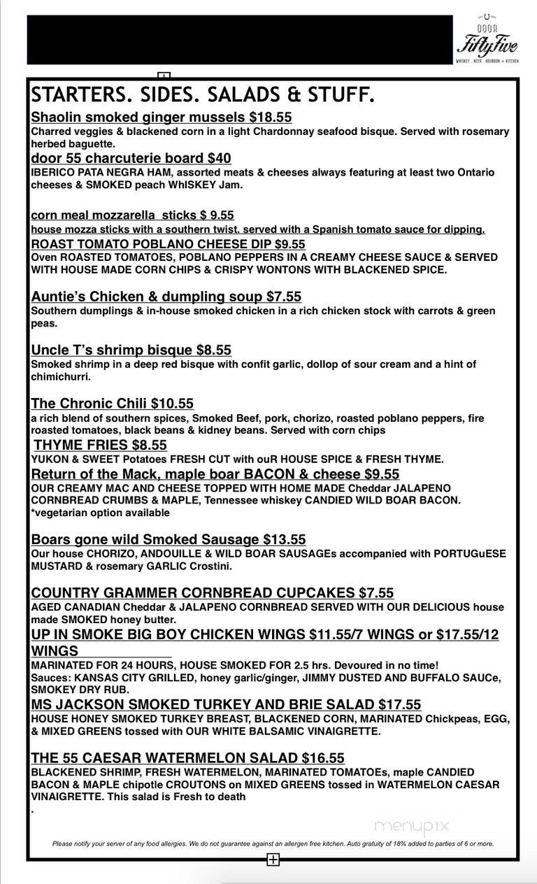 Door Fifty Five - Mississauga, ON menu_pic