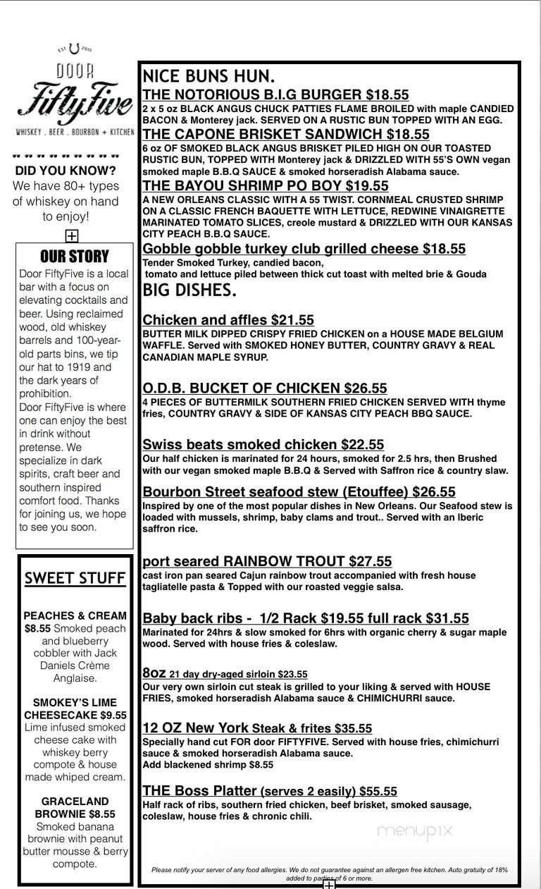 Door Fifty Five - Mississauga, ON menu_pic