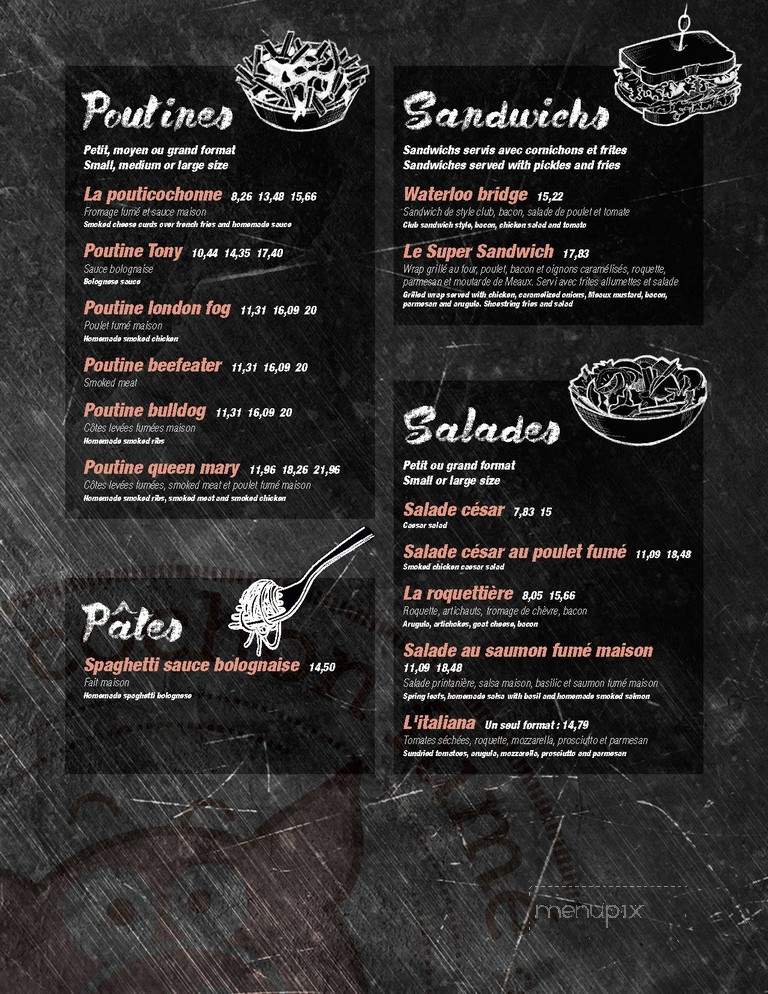 Pub Au Cochon Fume - Becancour, QC menu_pic