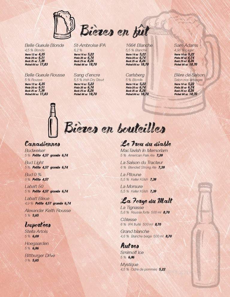 Pub Au Cochon Fume - Becancour, QC menu_pic
