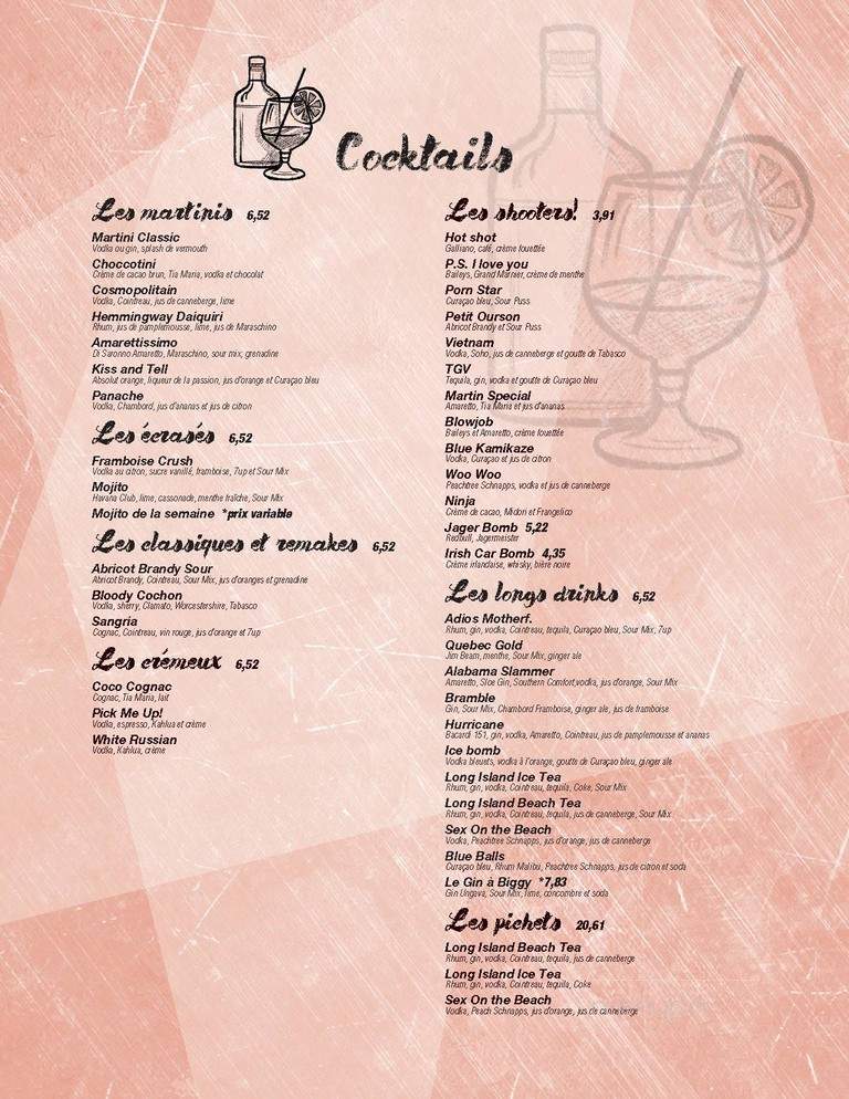 Pub Au Cochon Fume - Becancour, QC menu_pic
