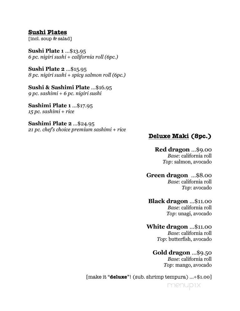 Saka Izakaya - Kingston, ON menu_pic