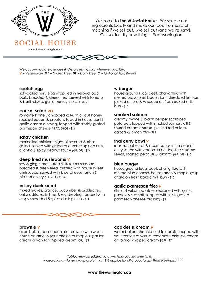 The Warrington Eating House - Listowel, ON menu_pic