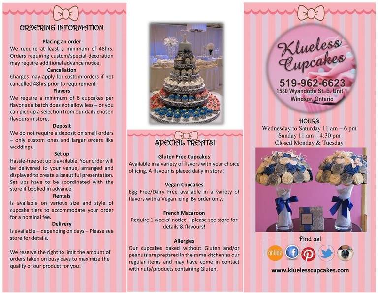 Klueless Cupcakes - Windsor, ON menu_pic