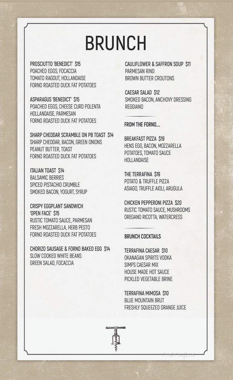 Terrafina Restaurant At Hester Creek - Oliver, BC menu_pic