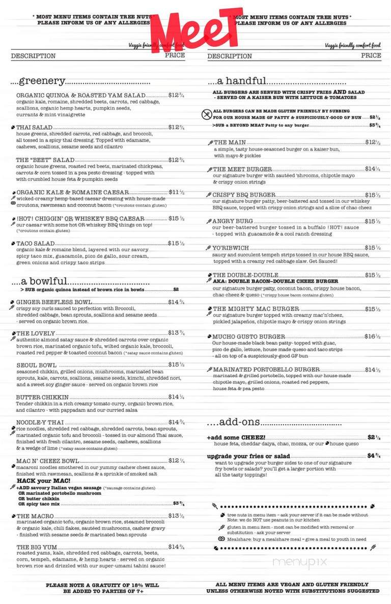 MeeT in Gastown - Vancouver, BC menu_pic