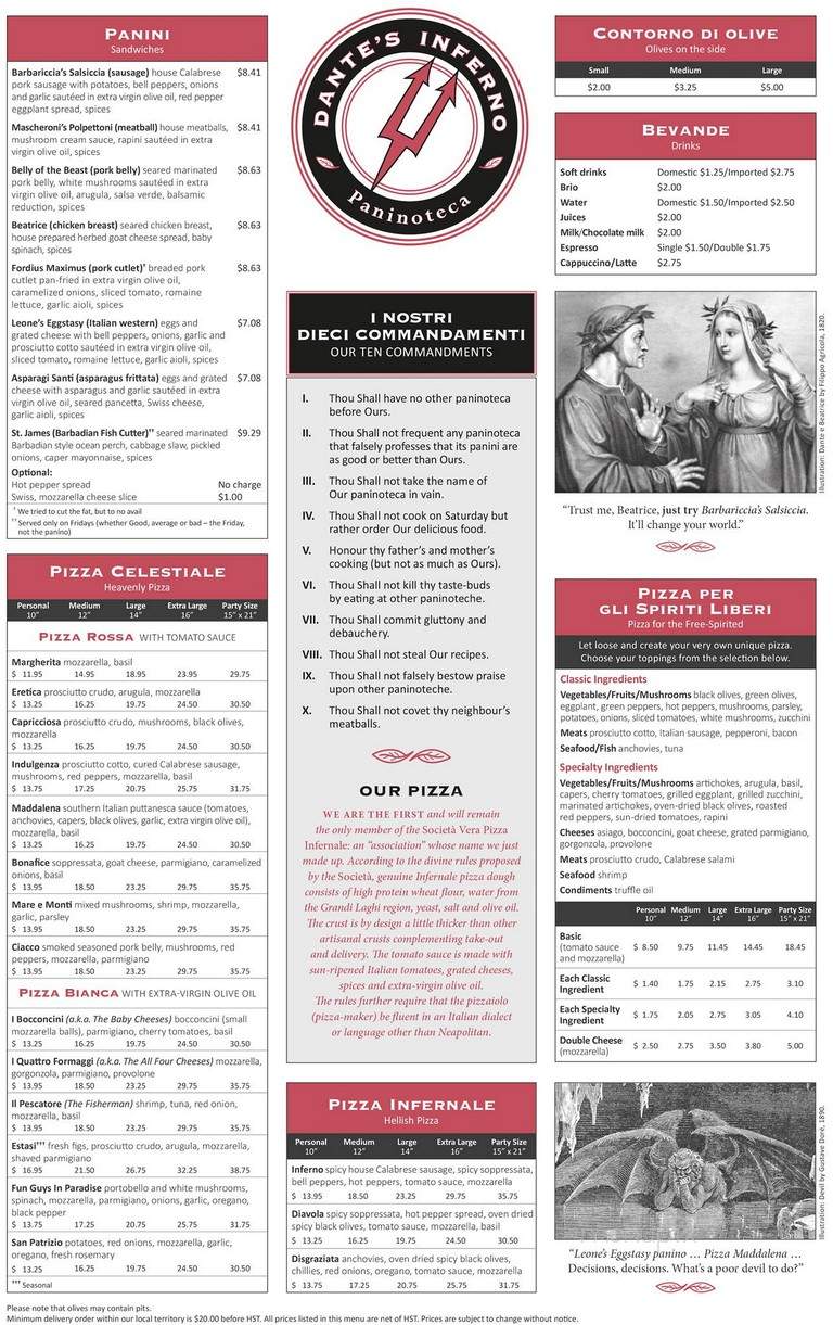 Dante's Inferno Paninoteca - Toronto, ON menu_pic