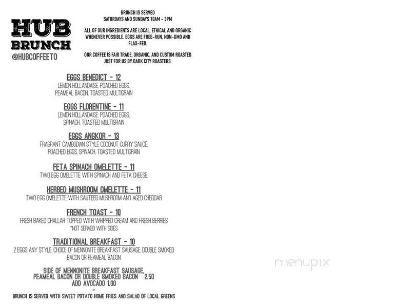 Hub Coffee - Toronto, ON menu_pic