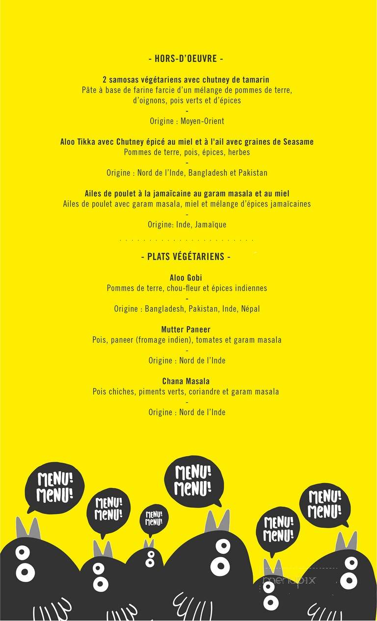 La Fusion Indienne - Montreal, QC menu_pic