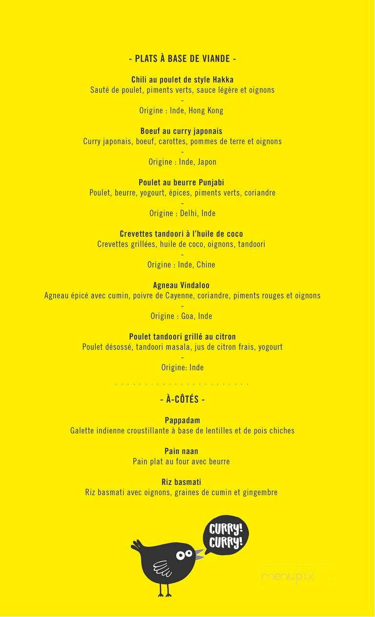 La Fusion Indienne - Montreal, QC menu_pic