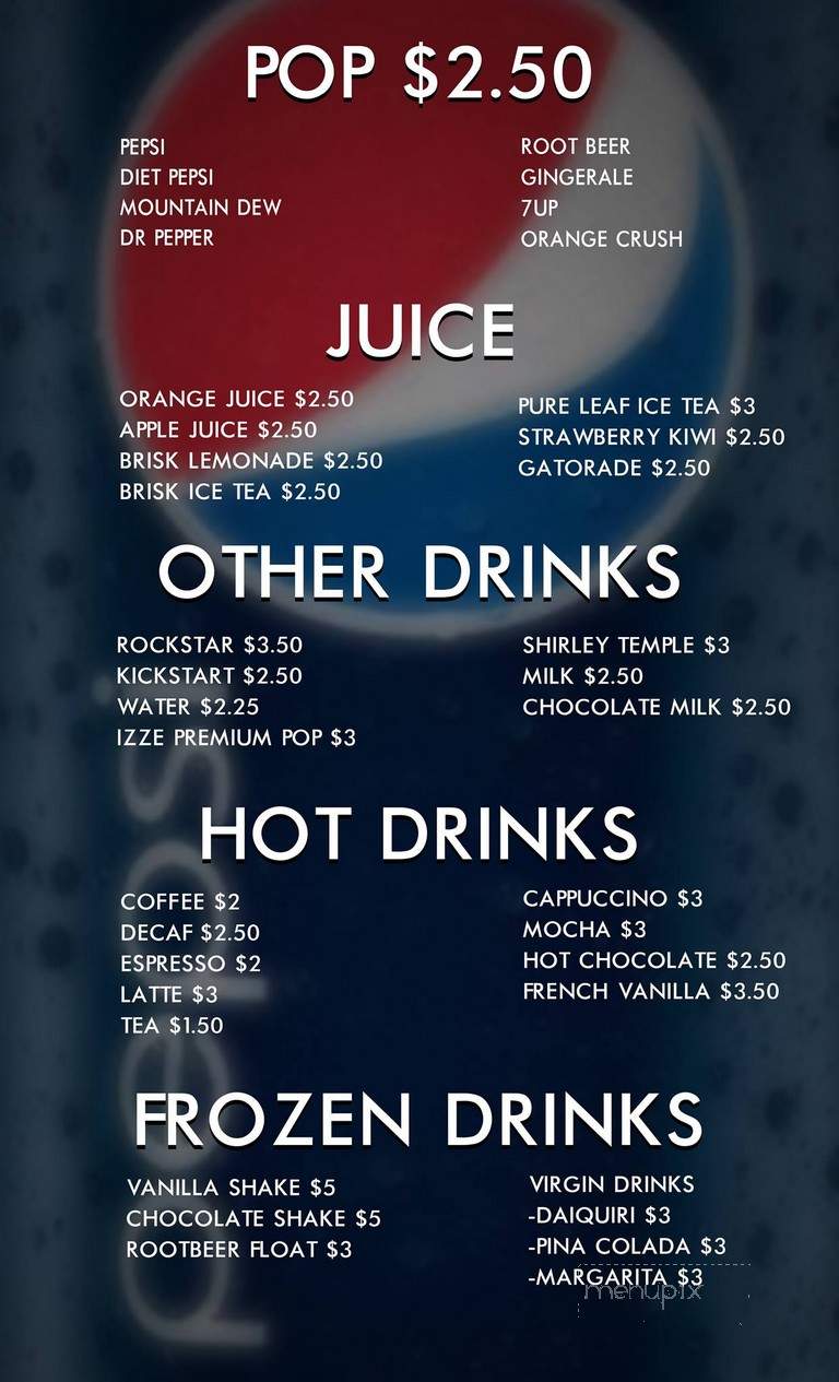 Unplugged - Fredericton, NB menu_pic