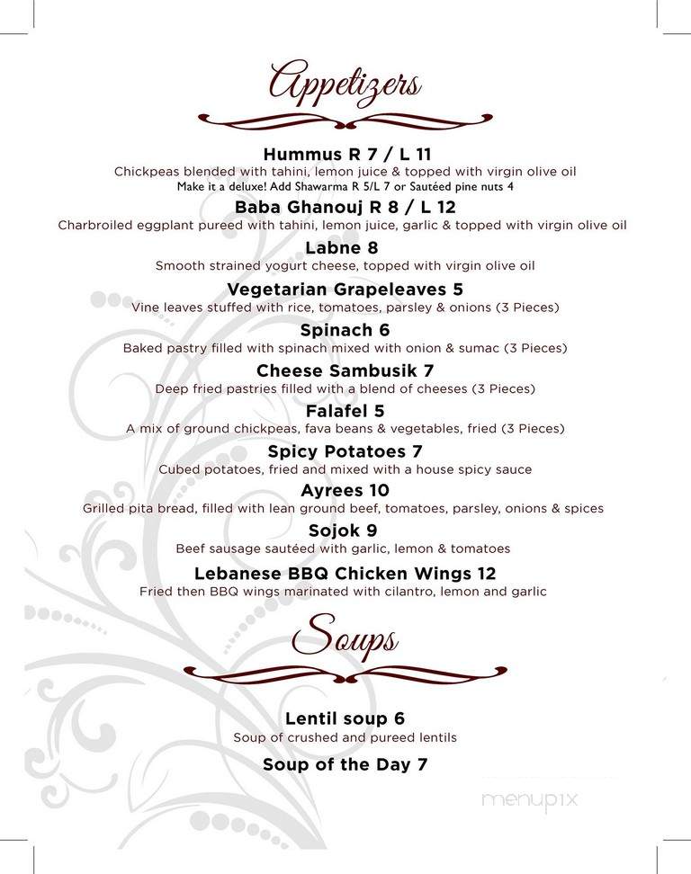 Tabouli Lebanese Cuisine - Tecumseh, ON menu_pic