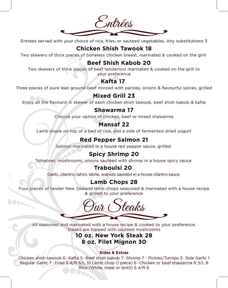 Tabouli Lebanese Cuisine - Tecumseh, ON menu_pic