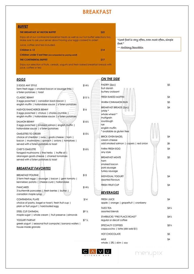 Cavu Kitchen Bar - Richmond, BC menu_pic
