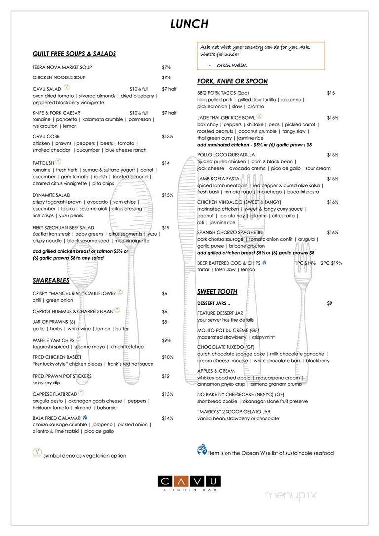 Cavu Kitchen Bar - Richmond, BC menu_pic