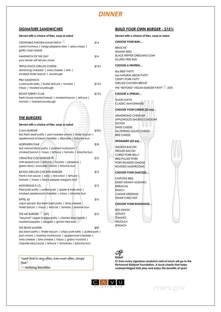 Cavu Kitchen Bar - Richmond, BC menu_pic