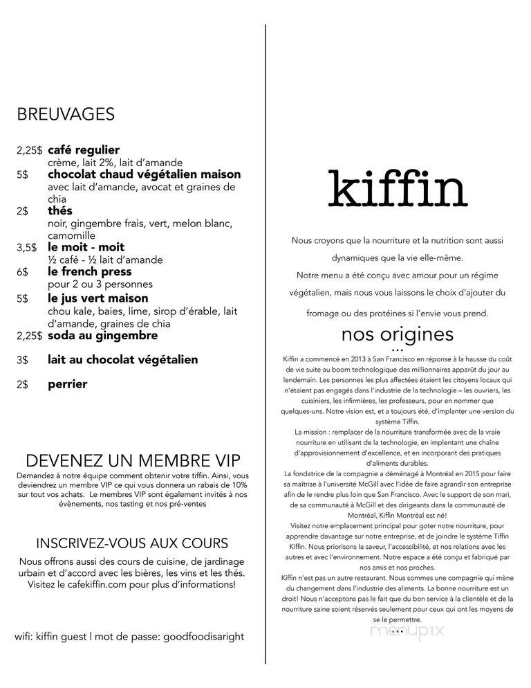 Kiffin - Montreal, QC menu_pic