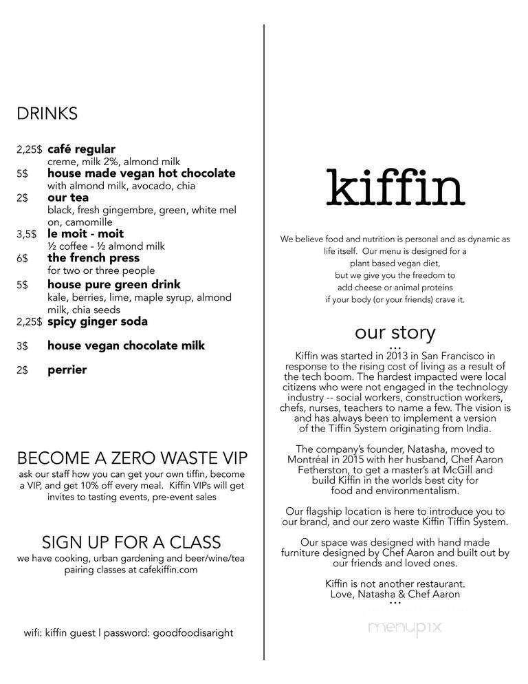 Kiffin - Montreal, QC menu_pic